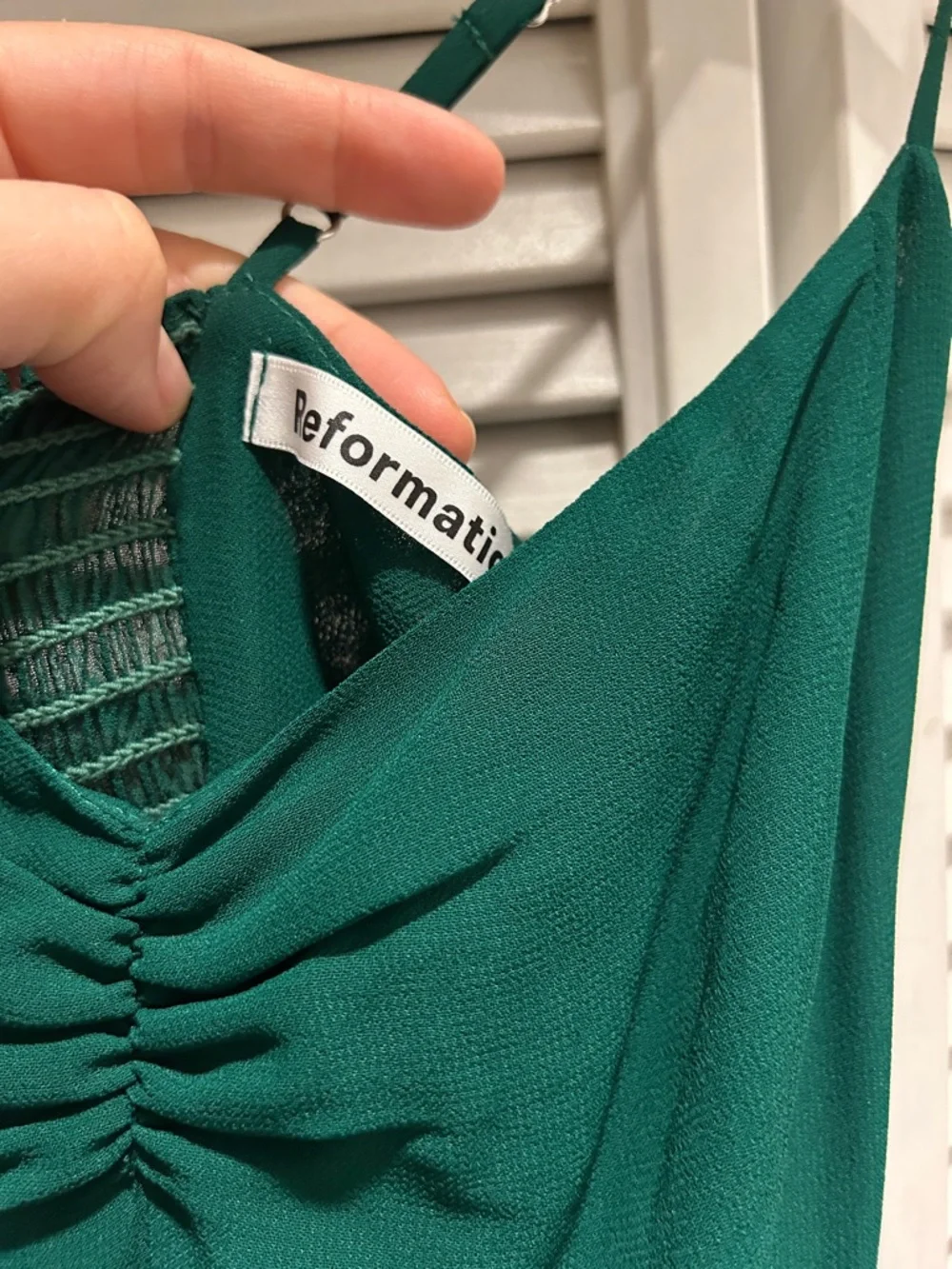 Reformation Emersyn Dress Emerald - Size 2 - Picture 3 of 4